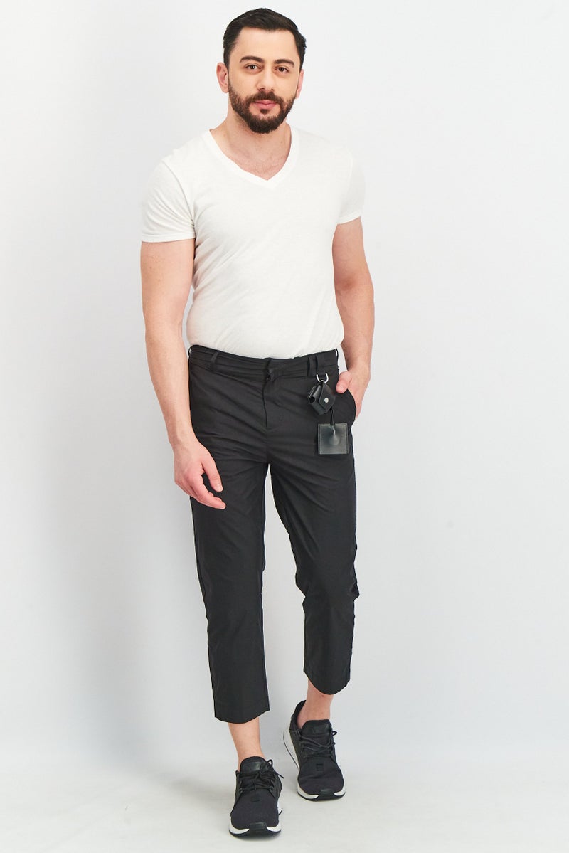 Men Regular Fit Solid Chino Pants, Black