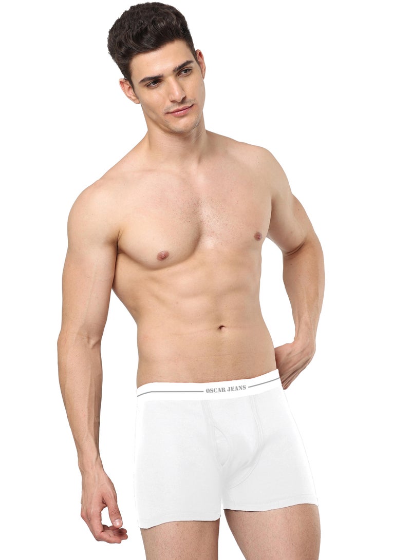 Premium Double Knit Organic 100 Percent Cotton Interlock (Ultrasoft Feel Both Inside and Outside) Super Combed Men's Underwear Boxer Briefs Breathable Antibacterial No Marks Waistband Brightest White Pack of 3