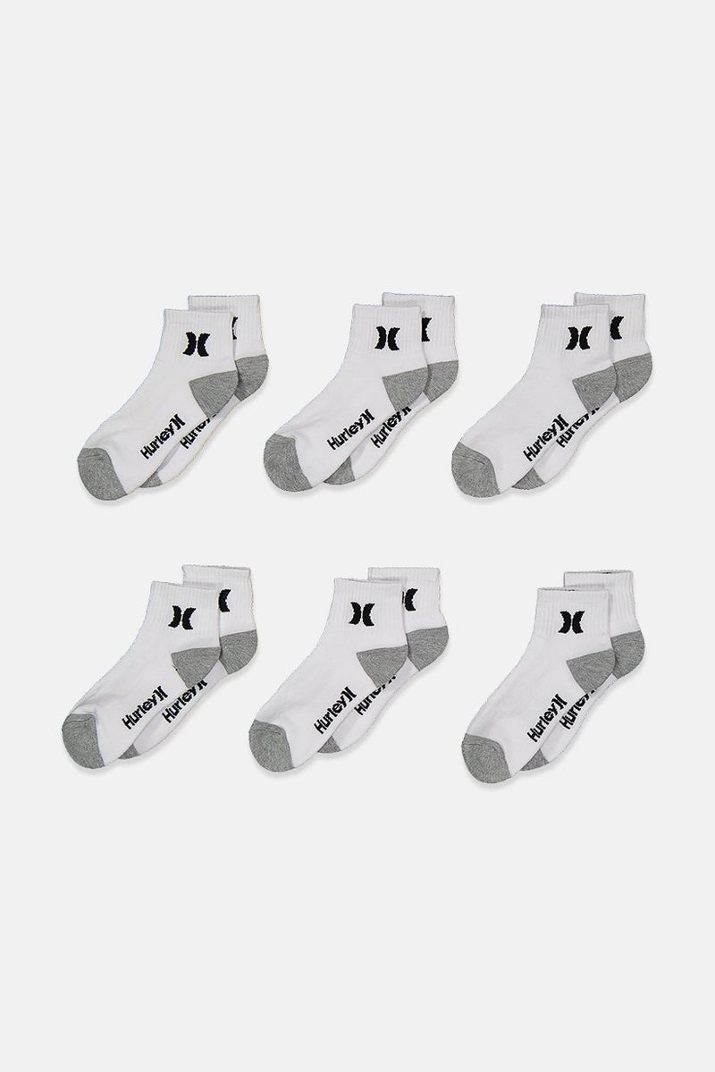 Men 6 Pairs Terry Crew Socks, White/Grey/Black