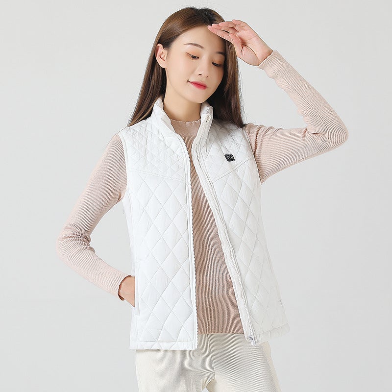 New Womens Heated Vest USB Smart Charging Casual White Zone Nine Fever Vest