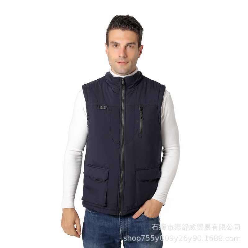 Winter Mens Heated Vest Intelligent Dual Control Thermal Blue