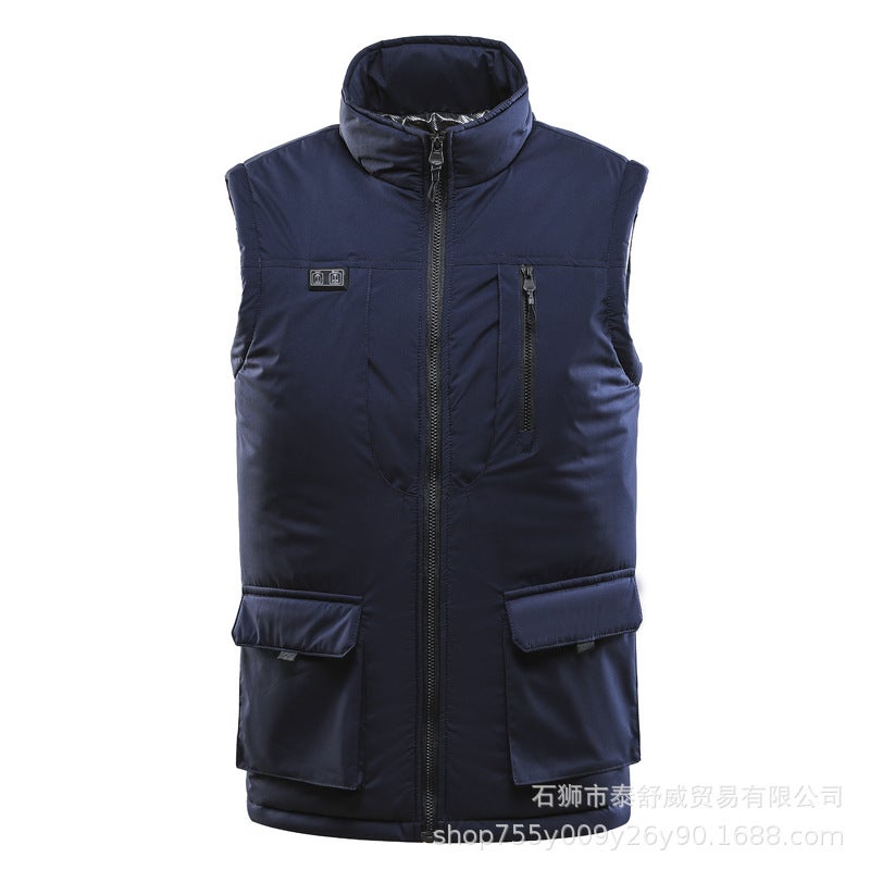 Mens Heated Vest Smart Thermal Workwear Blue Blue