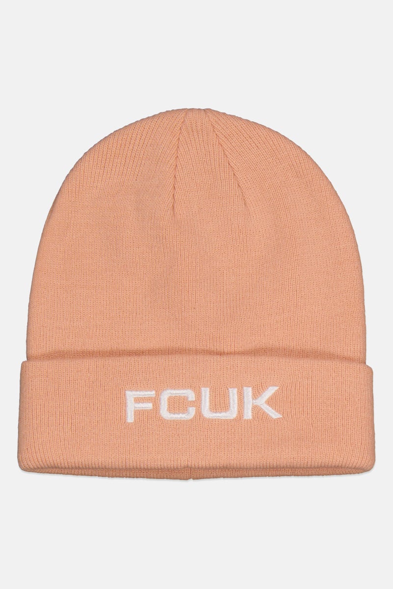 Men Embroidered Hat, Peach/White