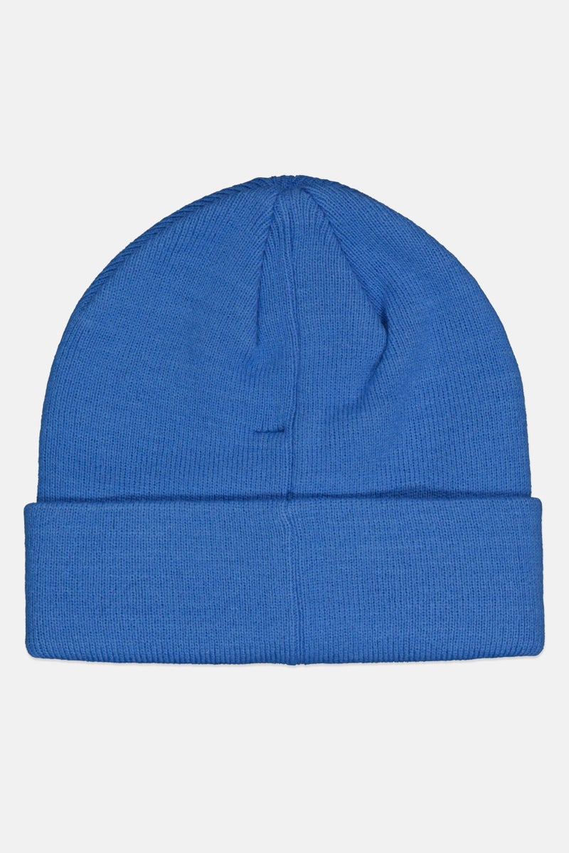 Men Knitted Embroidered Logo Beanie, Light Blue