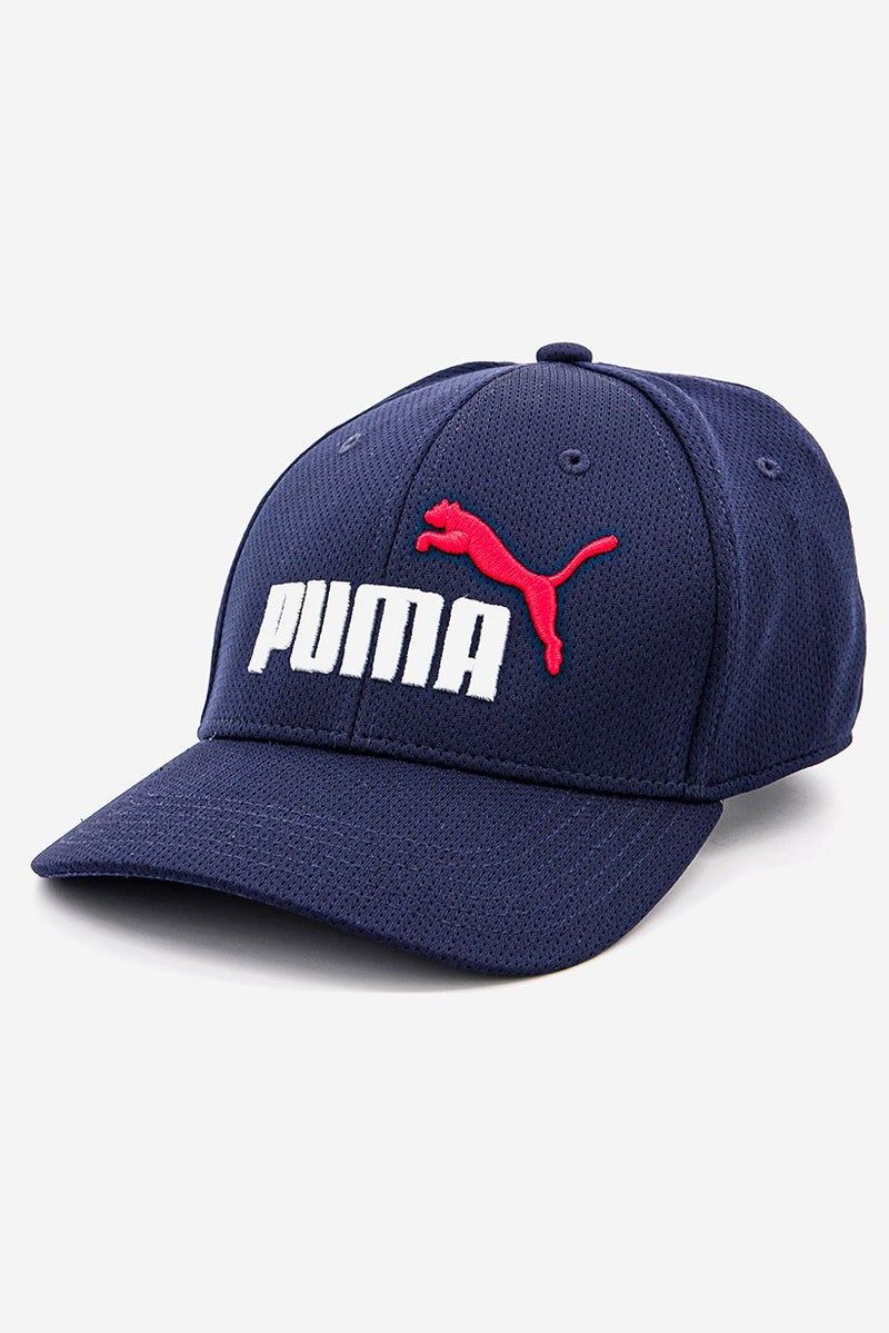 Men Brand Logo Cap, Navy and Red