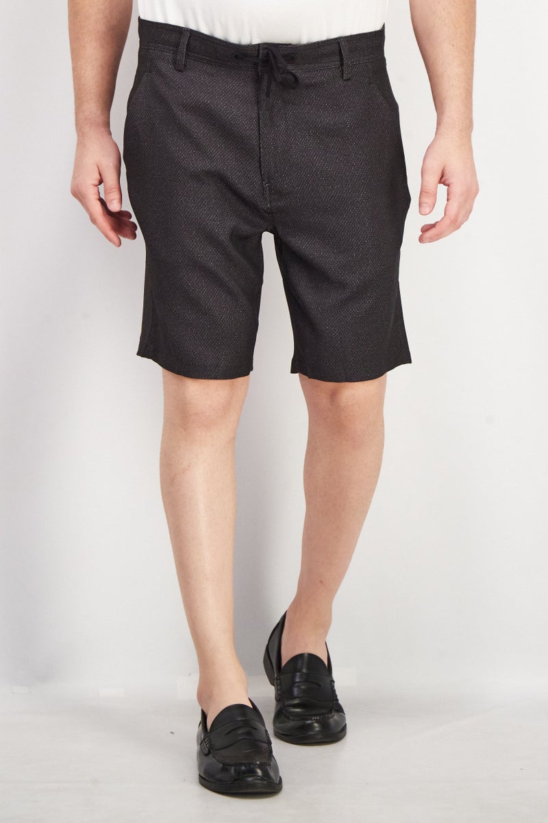 Men Micro Dot Belt Loops Basic Short, Black
