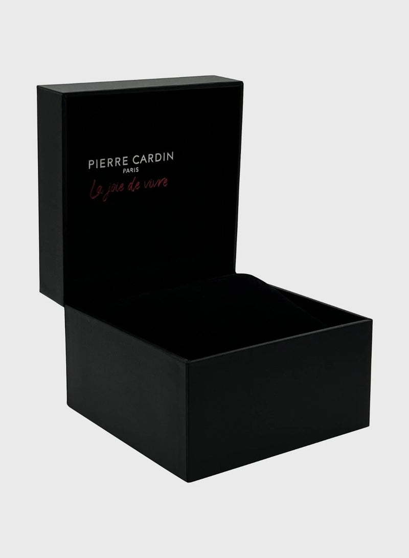 Pierre Cardin Stainless Steel Analog Women's Watch With Black Leather Band CPI.2533