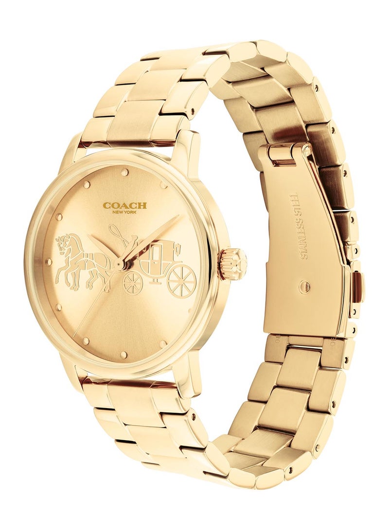 Round Analog Women's Gold Case Wrist Watch - 14503075