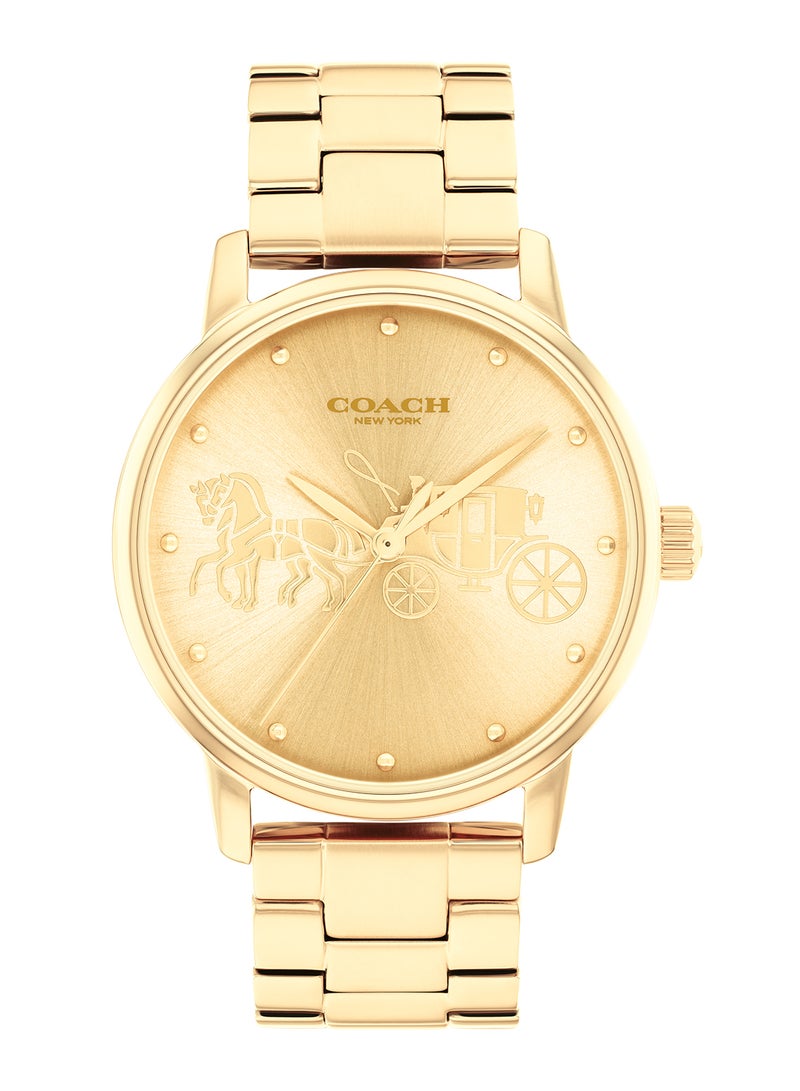 Round Analog Women's Gold Case Wrist Watch - 14503075