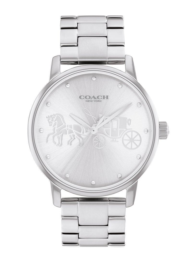 Round Analog Women's Silver White Case Wrist Watch - 14503074