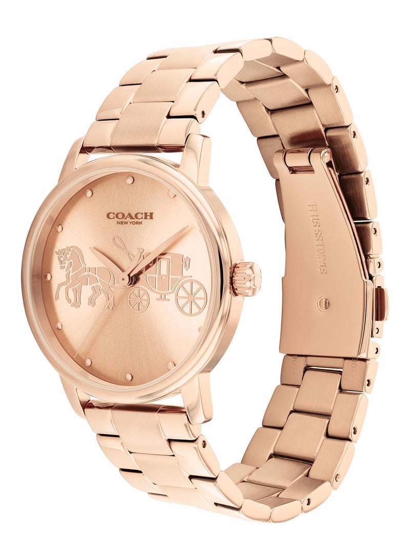 Round Analog Women's Rose Gold Case Wrist Watch - 14503076