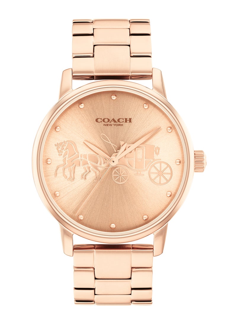 Round Analog Women's Rose Gold Case Wrist Watch - 14503076