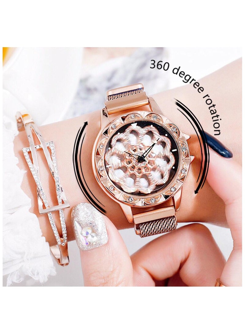 Watches for women arabic magnet 360 rotating watch