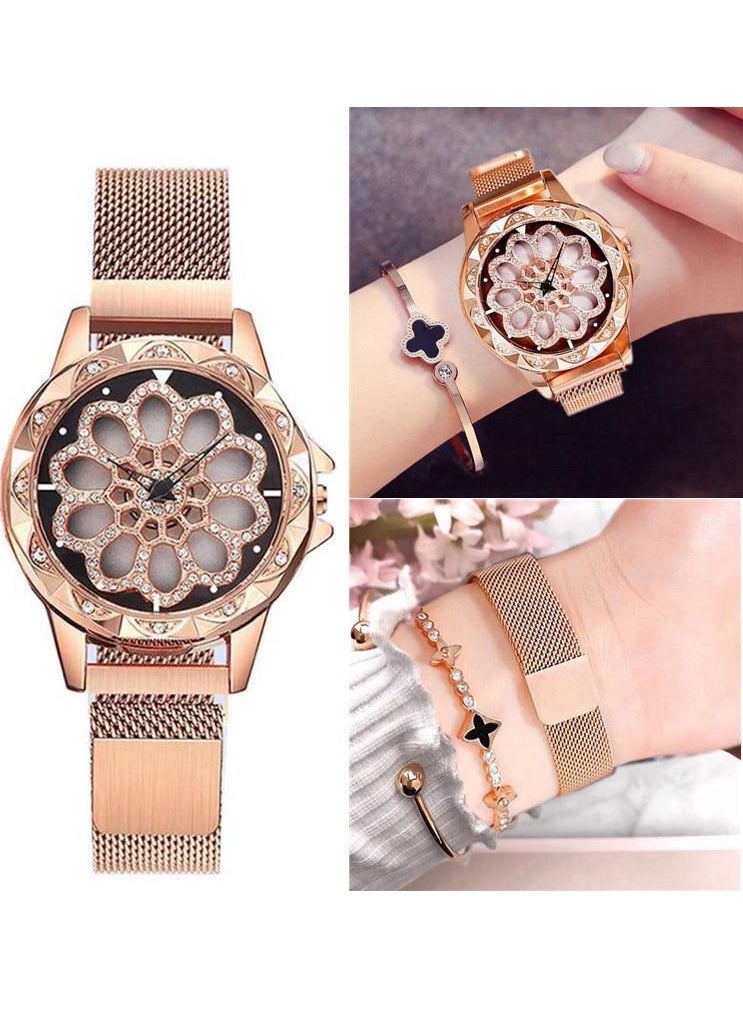 Watches for women arabic magnet 360 rotating watch