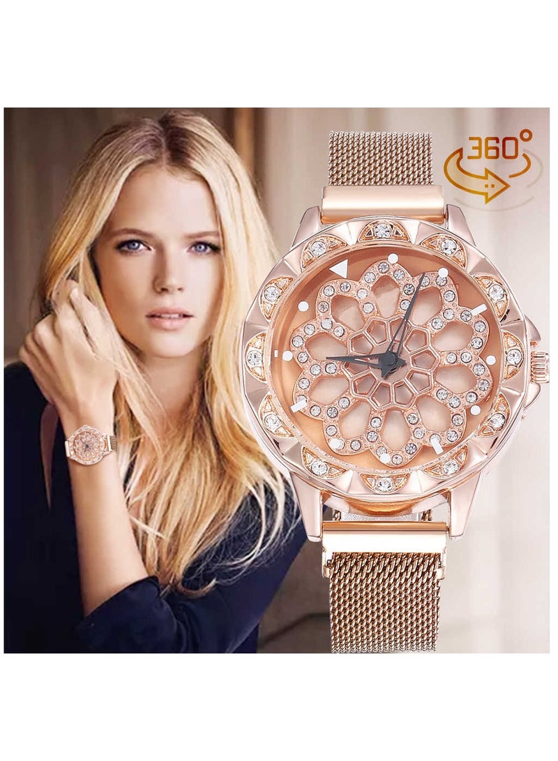 Watches for women arabic magnet 360 rotating watch