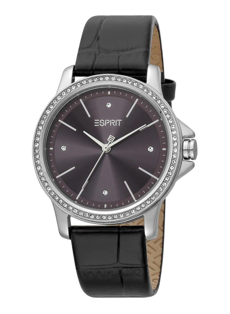 Esprit Stainless Steel Analog Women's Watch With Black Leather Band ES1L143L1025