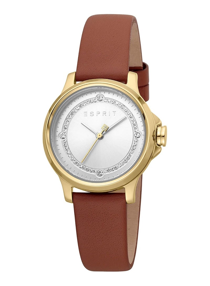 Esprit Stainless Steel Analog Women's Watch With Brown Leather Band ES1L144L0035