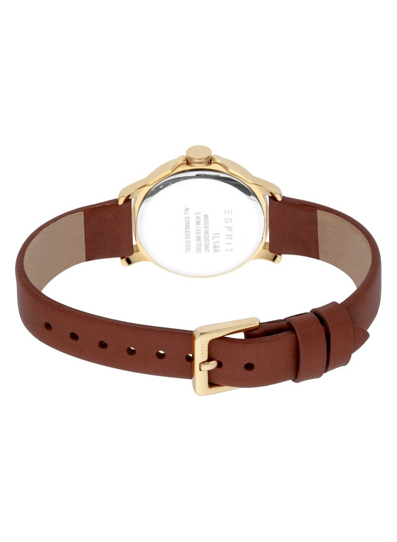 Esprit Stainless Steel Analog Women's Watch With Brown Leather Band ES1L144L0035