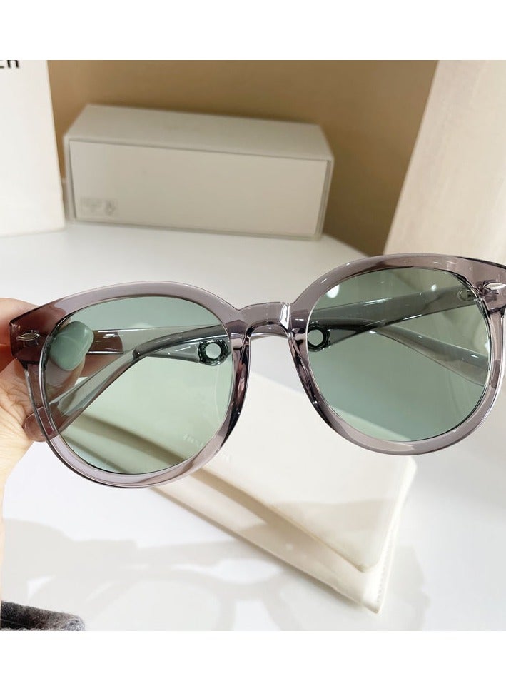 Retro sunglasses female rivets anti-UV polarizing sunglasses male square big face slimming glasses tide