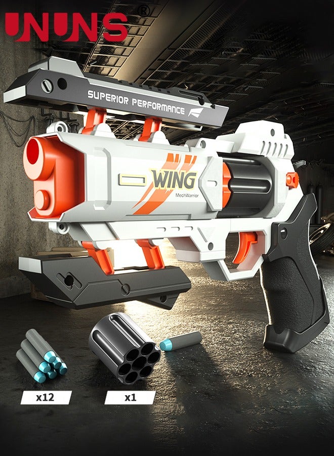 Toy Foam Blasters,Soft Bullet Toy Revolver,Nerf Gun Fun,Lever Action Nerf Gun,Morph Burst Mech Revolver,Pistol Gun Shooting Game For Kids' Education,Memorable Gifts For Boys Girls Teens Adults,White