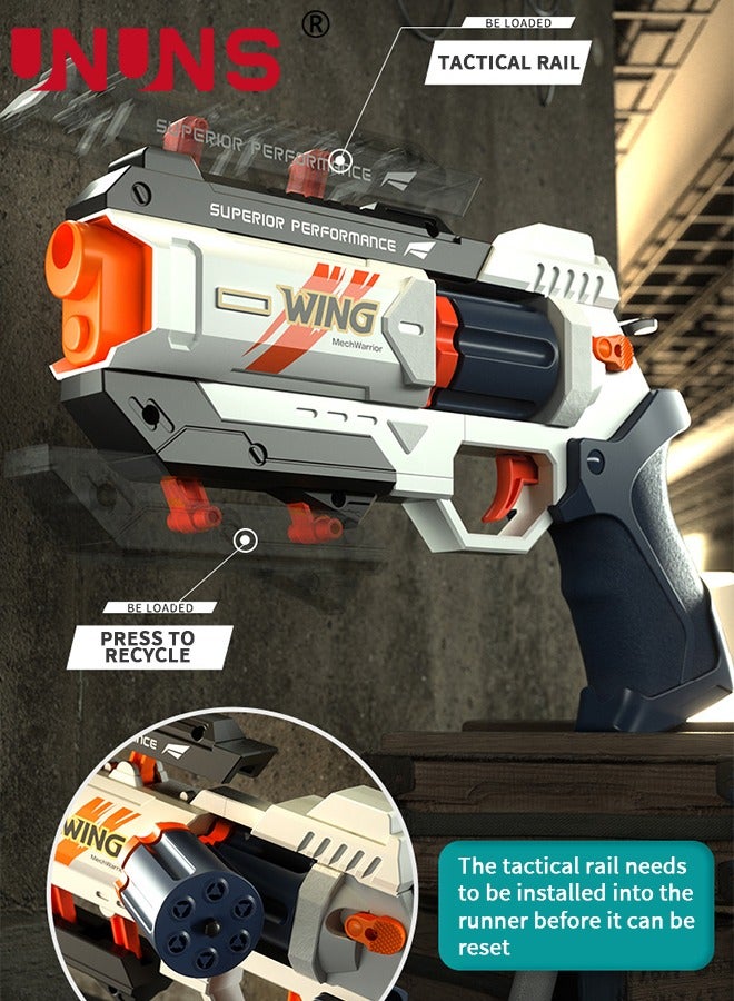 Toy Foam Blasters,Soft Bullet Toy Revolver,Nerf Gun Fun,Lever Action Nerf Gun,Morph Burst Mech Revolver,Pistol Gun Shooting Game For Kids' Education,Memorable Gifts For Boys Girls Teens Adults,White