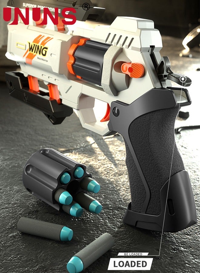 Toy Foam Blasters,Soft Bullet Toy Revolver,Nerf Gun Fun,Lever Action Nerf Gun,Morph Burst Mech Revolver,Pistol Gun Shooting Game For Kids' Education,Memorable Gifts For Boys Girls Teens Adults,White