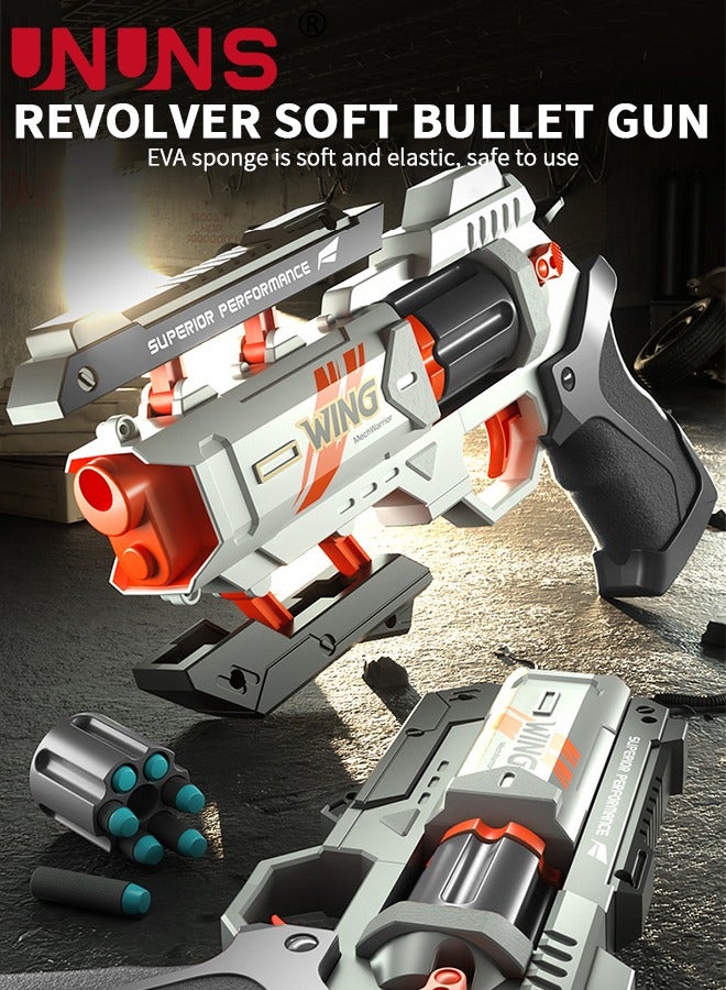 Toy Foam Blasters,Soft Bullet Toy Revolver,Nerf Gun Fun,Lever Action Nerf Gun,Morph Burst Mech Revolver,Pistol Gun Shooting Game For Kids' Education,Memorable Gifts For Boys Girls Teens Adults,White