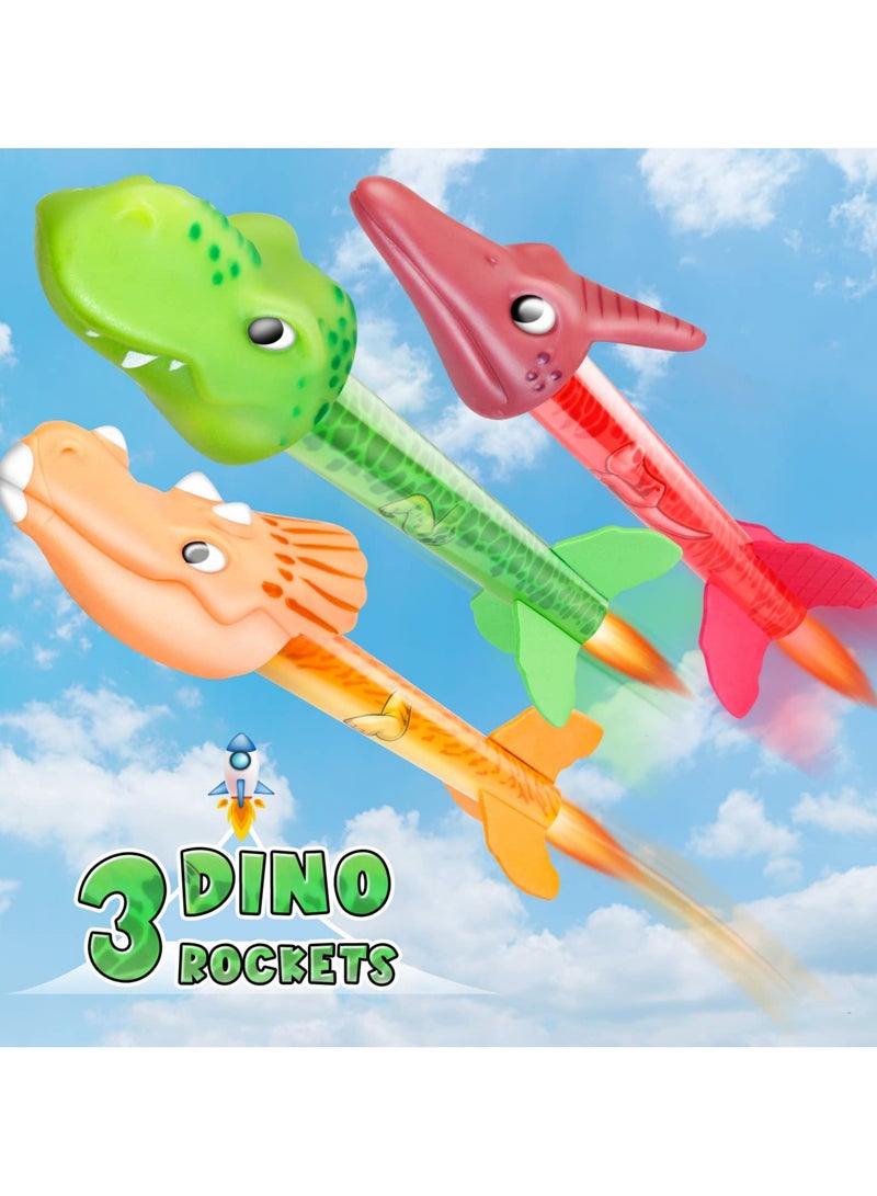 SYOSI Dinosaur Rocket Toy Launcher, Stomp Toy Rocket for Kids Boys Toys Age 3-8 Year Old Kids Rocket Launcher Toy with 3 Dinosaur Rockets