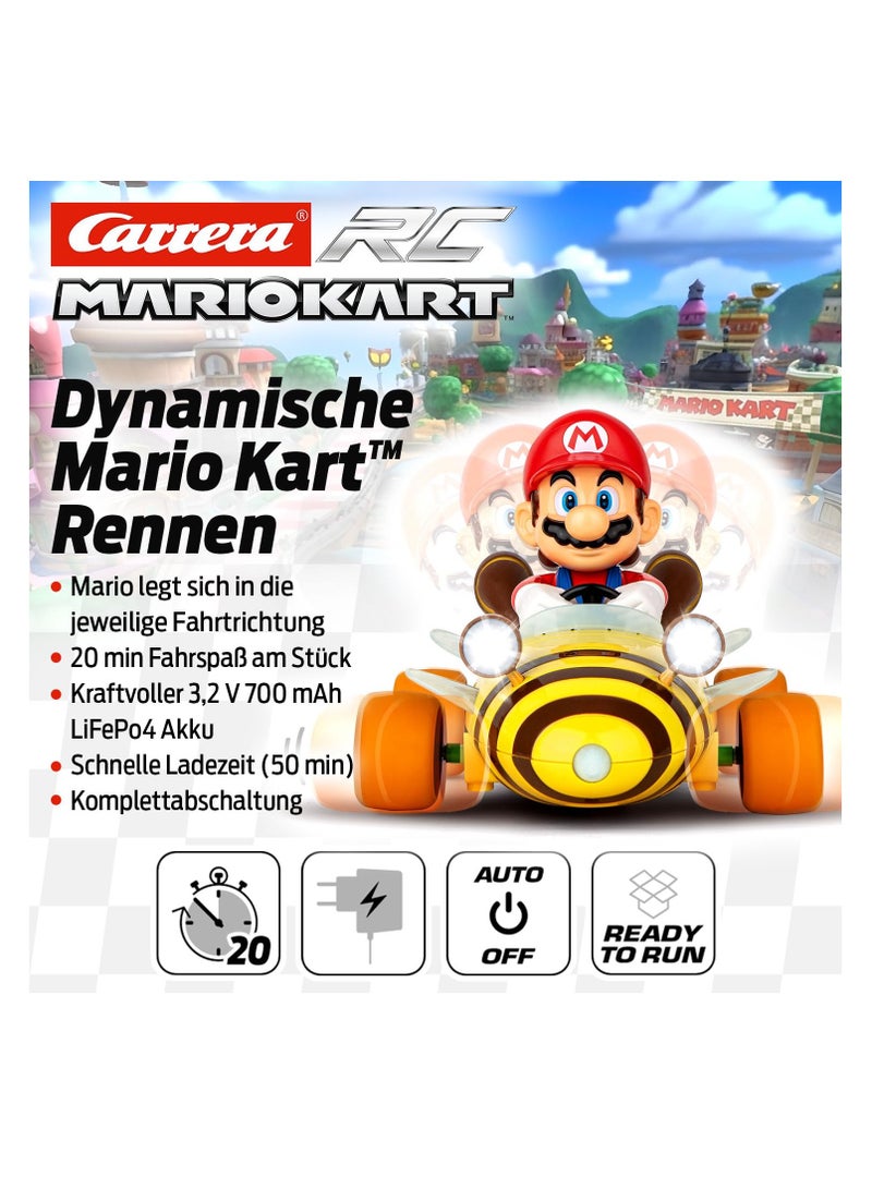 RC Mario Kart Bumble V, Mario Remote Controlled Car, Turbo Mushroom, Up to 9 km/h, Luminous Headlights, Interference-Free 2.4 GHz Radio Technology, from 6+, Action in the Living Room