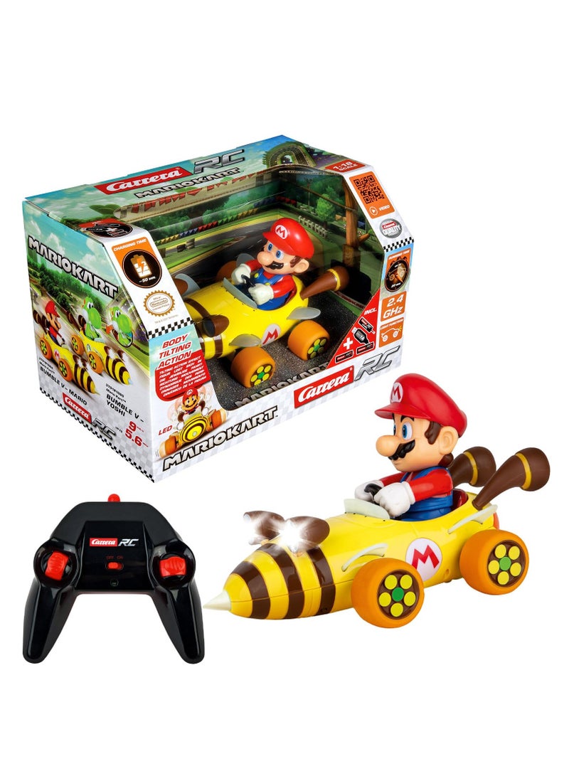 RC Mario Kart Bumble V, Mario Remote Controlled Car, Turbo Mushroom, Up to 9 km/h, Luminous Headlights, Interference-Free 2.4 GHz Radio Technology, from 6+, Action in the Living Room