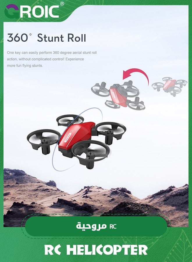 Mini Drone for Kids and Beginners RC Nano Quadcopter Indoor Small Helicopter Plane with Auto Hovering, 3D Flips, Headless Mode and Batteries, Great Gift Toy for Boys and Girls, Red