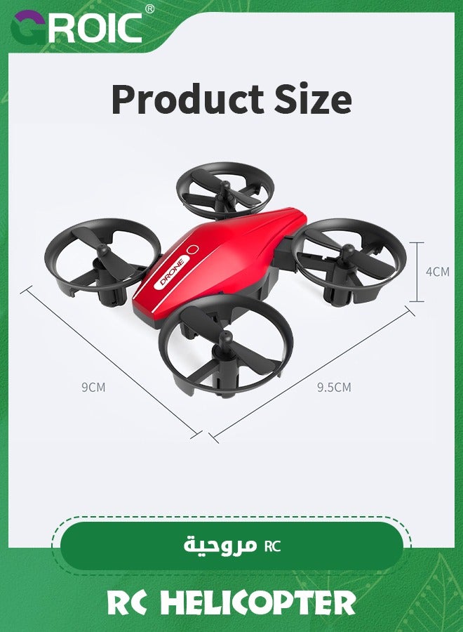 Mini Drone for Kids and Beginners RC Nano Quadcopter Indoor Small Helicopter Plane with Auto Hovering, 3D Flips, Headless Mode and Batteries, Great Gift Toy for Boys and Girls, Red