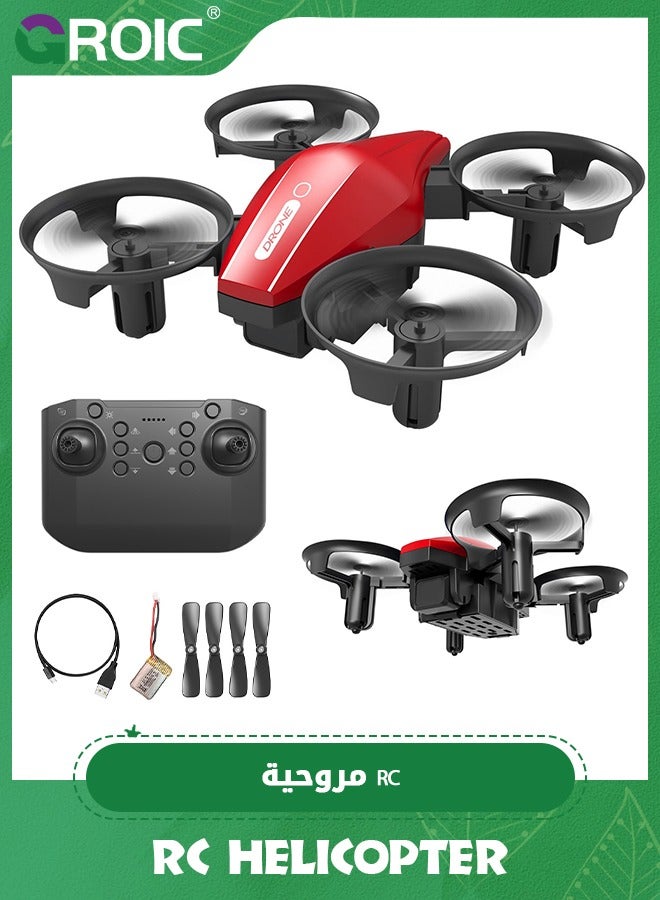 Mini Drone for Kids and Beginners RC Nano Quadcopter Indoor Small Helicopter Plane with Auto Hovering, 3D Flips, Headless Mode and Batteries, Great Gift Toy for Boys and Girls, Red