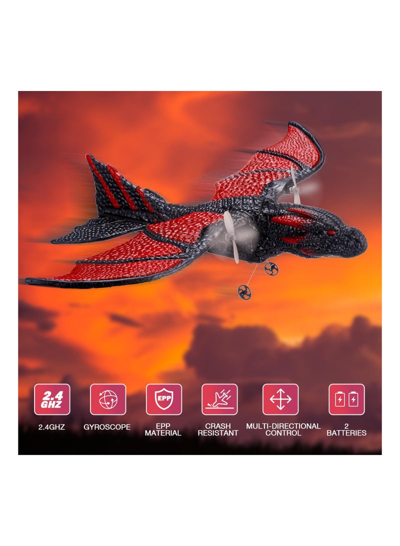 2-Channel 2.4GHz RC Plane for Kids and Adults, Dragon Design Remote Control Airplane with 2 Batteries, Perfect for Family Gatherings, Picnics, and Beginners, Fun for Everyone!