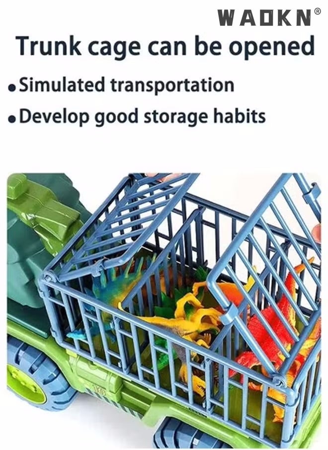 Dinosaur Truck Toys With 15 Dinosaur Toys Playset Figures,Toy Trucks for Boys,Large Dinosaur Carrier Truck, Dinosaur Toys, Friction Powered Cars, Dino Car Playset Toys for Kids Boys Grils