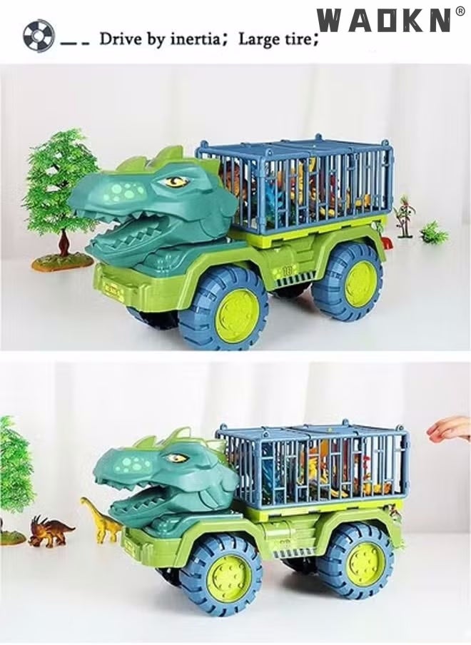Dinosaur Truck Toys With 15 Dinosaur Toys Playset Figures,Toy Trucks for Boys,Large Dinosaur Carrier Truck, Dinosaur Toys, Friction Powered Cars, Dino Car Playset Toys for Kids Boys Grils