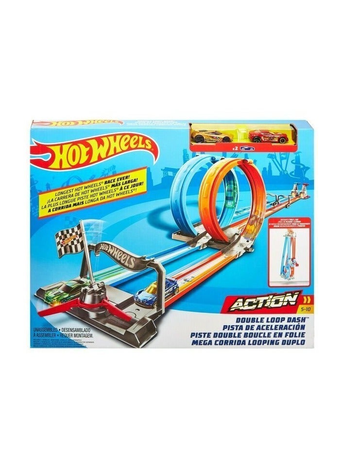 Hot Wheels Double Loop Dash Drag Racing Playset