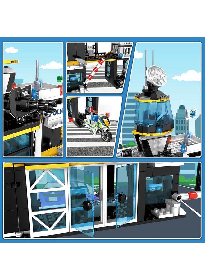 City Police Station Building Set - 1261 Pcs Police Building Blocks Toys With Helicopter Motorcycle And 2 Cars, Stem Police Construction Playset For Kids Boys Girls Aged 8 9 10 11 12+