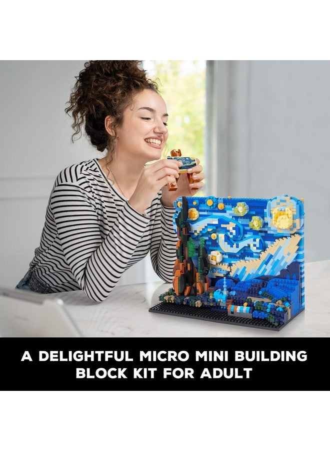 The Starry Night Building Kit Vincent Van Gogh Micro Building Blocks Sets Mini Construction Model Diy Art Projects For Home Decor Display Ideas Painting Set Gift For Adults 1851Pcs