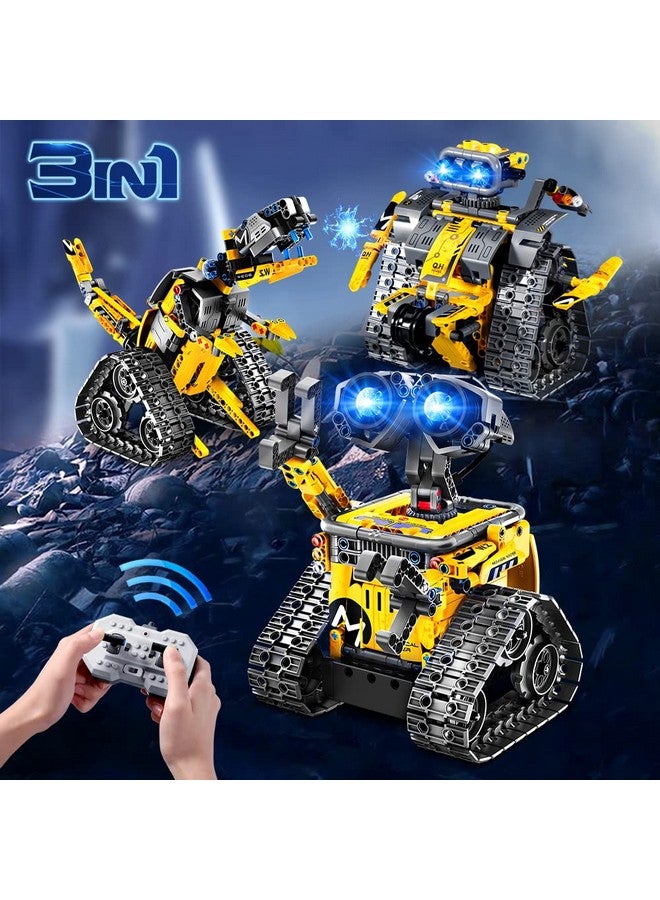 Robot Building Toys For Kids 3 In 1 Remote & App Controlled Building Set ; Rc Wall Robot/Engineer Robot/Mech Dinosaur Stem Toys Gift For Boys Girls Age 6 7 8 9 10 11 12+ Year Old (520 Pcs)