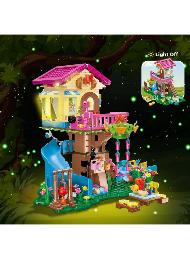 Tree House Building Set With Led Light - 622Pcs Treehouse Building Blocks Toys, Forest Up House Building Kit With Slide, Birthday Gifts For Kids Girls Boys Age 6 7 8 9 10 11 12+