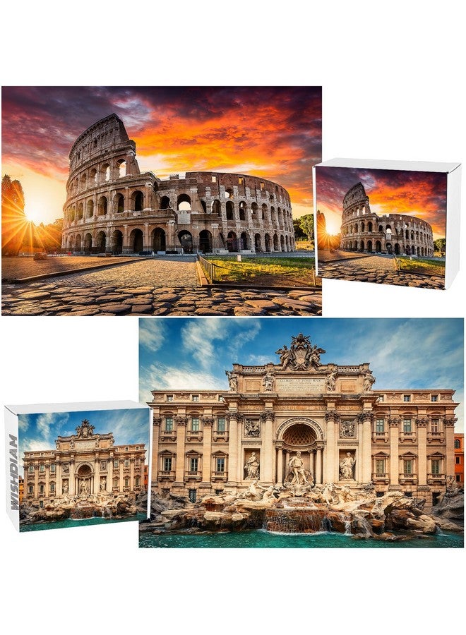 2 Pack Italy Puzzles For Adults 1000 Pieces, Trevi Fountain & Colosseum In Rome Italy Puzzles 1000 Pieces For Adults, Puzzles For Women &Mom