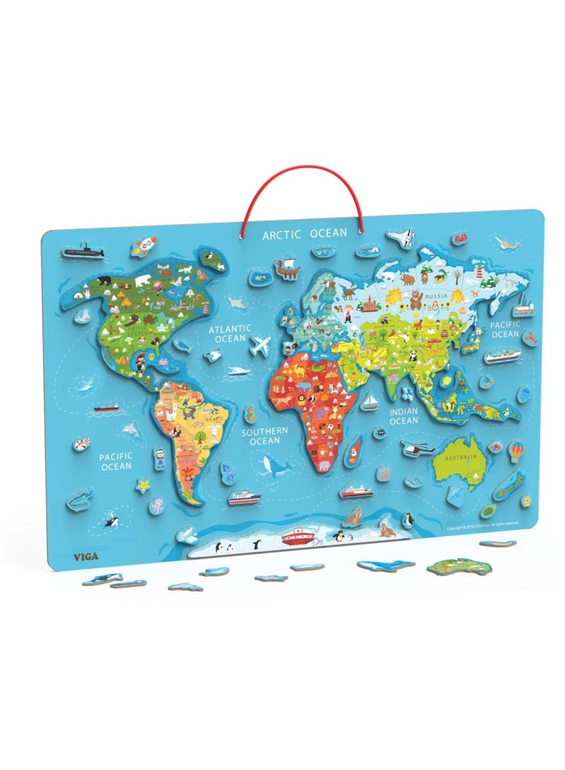 Jumbo Magnetic World Map Puzzle with White Board and Marker