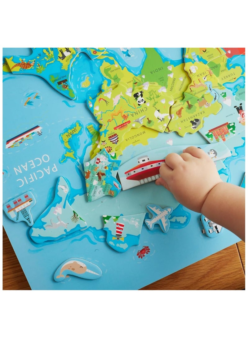 Jumbo Magnetic World Map Puzzle with White Board and Marker