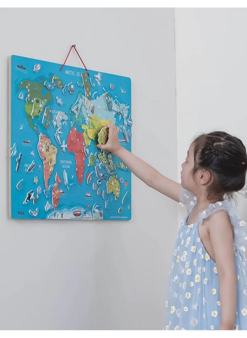 Jumbo Magnetic World Map Puzzle with White Board and Marker