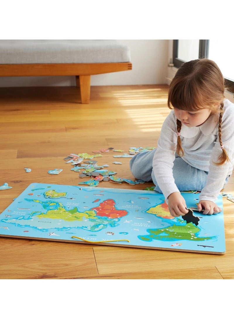 Jumbo Magnetic World Map Puzzle with White Board and Marker