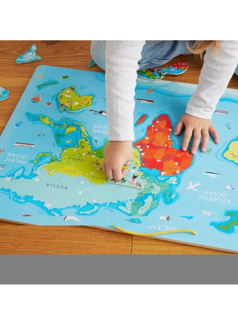 Jumbo Magnetic World Map Puzzle with White Board and Marker