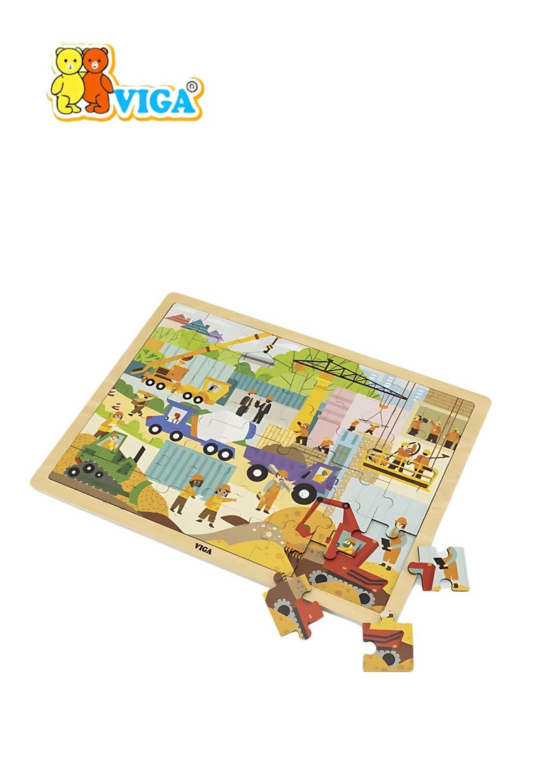 48-Piece Wooden Puzzle - Construction Area 24M+