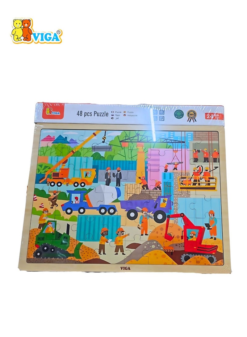 48-Piece Wooden Puzzle - Construction Area 24M+