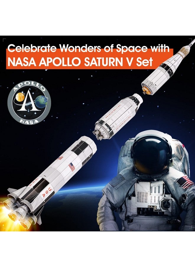 Nasa Apollo Saturn V 3D Puzzles For Adults Kids Space Toys For Boys 5-8 Rocket Ship Building Puzzles For Kids Ages 8-10 12-14 Crafts For Adult Space Exploration Puzzle Model Kit Building, 136 Pieces